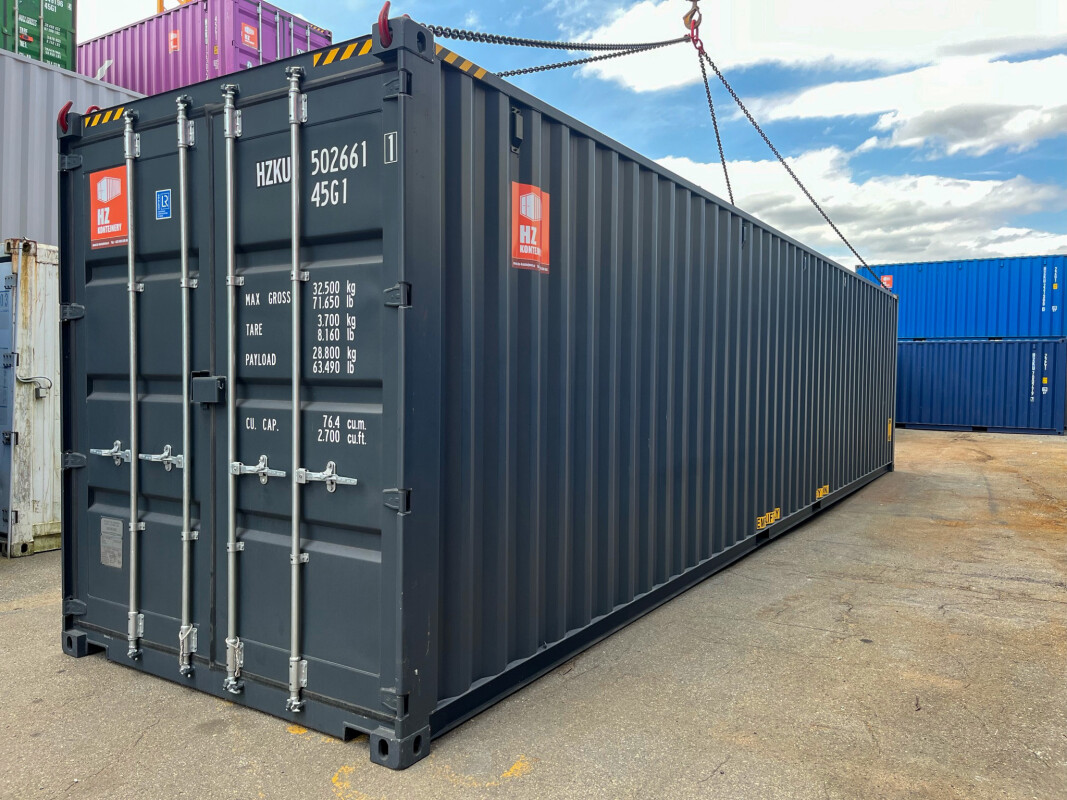 Tmavě šedý přepravní kontejner 40’HC, DOPRAVA ČR ZDARMA!